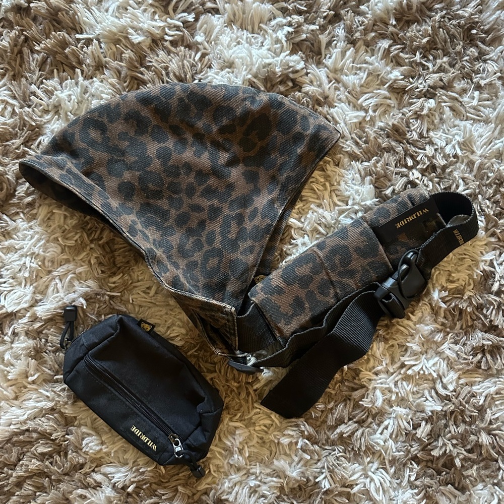 Wildlore Brown Leopard Print Sling Bag with Black Pouch